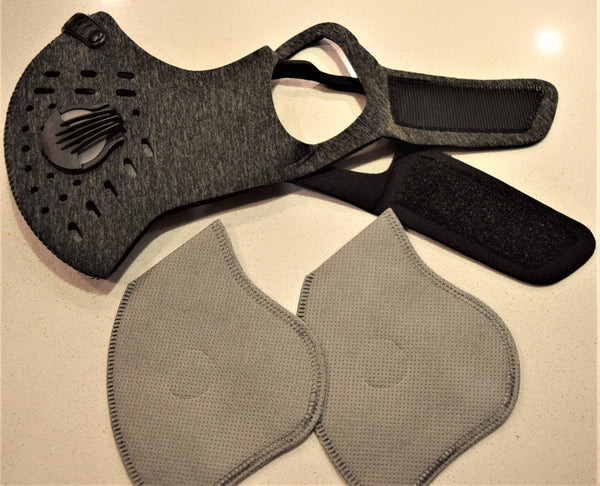 HIGH QUALITY SPORTS MASK w. VALVES + 3 X FILTERS - MASQUE SPORT avec VALVES + 3 FILTRES